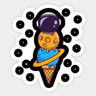 Funny astronaut ice cream cone cartoon Sticker